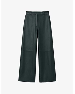 Ro&zo Wide-Leg High-Rise Leather Trousers - Green