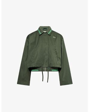 Lacoste Oversized Polo-Collar Cotton-Twill Jacket - Green