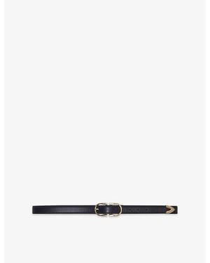 Maje Double-Buckle Leather Belt - White