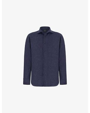 BOGGI Garment-Washed Regular-Fit Linen Shirt - Blue
