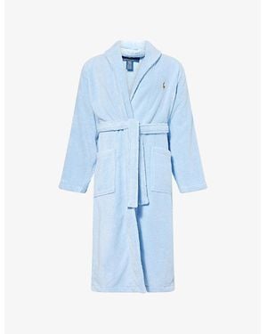 Polo Ralph Lauren Brand-Embroidery Cotton-Towelling Bathrobe - Blue