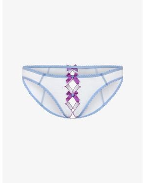 Agent Provocateur Lorna Bow-Embellished Mesh Ouvert Briefs - Blue