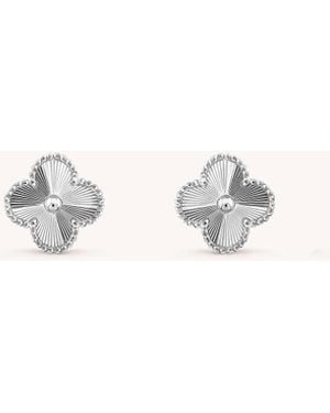 Van Cleef & Arpels Vintage Alhambra 18ct White-gold Stud Earrings - Natural