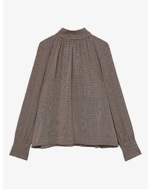 Reiss Eden Printed Woven Blouse - Brown
