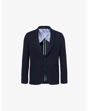 Paul Smith Birdseye Notched-Lapel Wool-Cashmere Blend Jacket - Blue