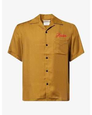 Austin Post Bowling Brand Embroidered Woven Shirt - Yellow
