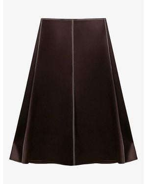 Marni Contrast-Stitch Satin Midi Skirt - Brown