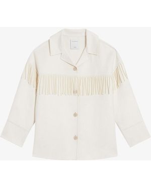 Sandro Brandon Wool-blend Fringe Jacket - White