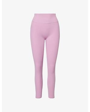 BO+TEE High-Rise Embossed-Logo Stretch-Woven Leggings - Pink