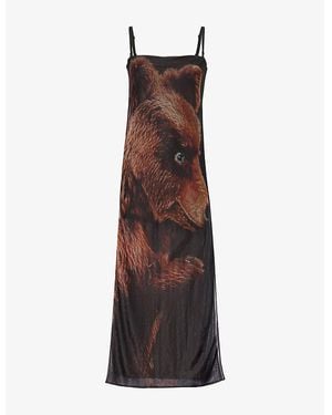 Acne Studios Erona Split Woven Midi Dress - Brown