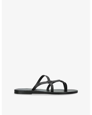Ancient Greek Sandals Armos Leather Flat Sandals - Black