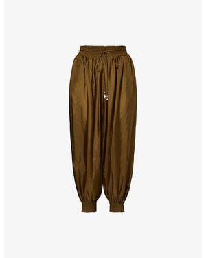 Zimmermann Mahon Silk Harem Trousers - Green