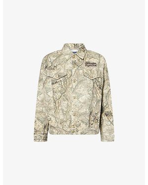 BBCICECREAM Diamond Graphic-Print Long-Sleeve Cotton Trucker Jacket - Natural