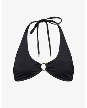 Away That Day Sorrento Halter Neck Bikini Top - Black