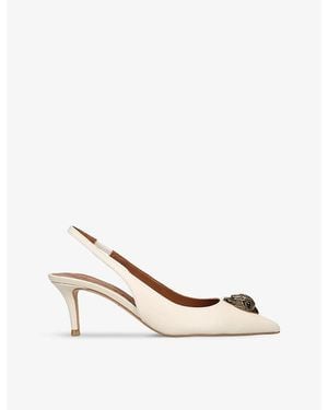 Kurt Geiger Belgravia Eagle-Embellished Leather Heeled Slingbacks - White
