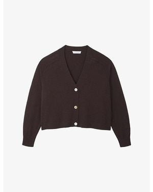 The White Company Cropped V-Neck Wool And Cashmere-Blend Cardigan - Brown