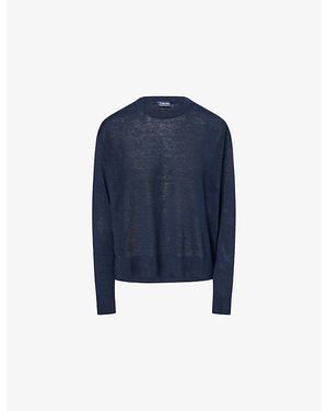 Max Mara Yarn Long-Sleeve Linen-Knit Jumper - Blue
