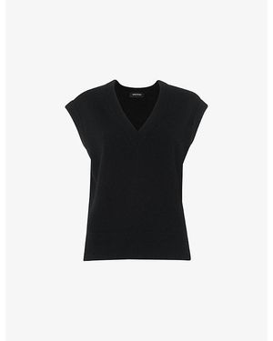 Whistles V-Neck Knitted Wool Tank Top - Black