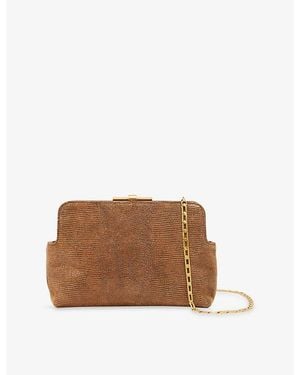Reiss Bethany Lizard-Effect Suede Clutch Bag - Brown