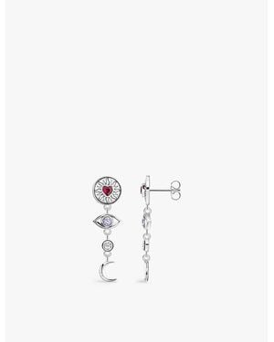 Thomas Sabo Talisman 925 Sterling- And Zirconia Drop Earrings - White