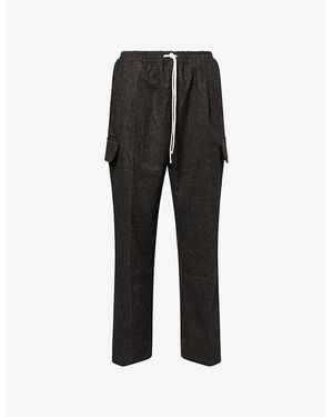 The Couture Club Herringbone Wide-Leg Woven Trousers - Black