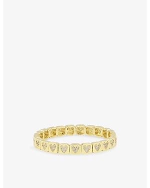 Lisa Gozlan The Pavé Heart 18Ct-Plated Brass And Cubic Zirconia Bracelet - Yellow