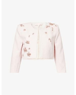 Sabina Bilenko Esther Embellished Woven Bolero Jacket - Pink