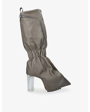 Rick Owens Cargo Taquito Knee-High Leather Boots - Gray