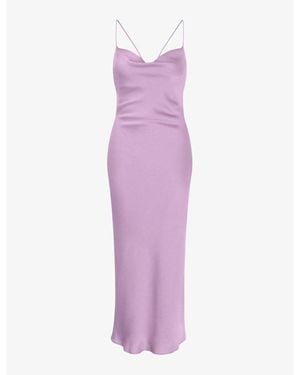 OMNES Riviera Cowl-Neck Woven Midi Dress - Purple
