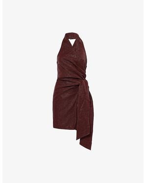 Amy Lynn Ingrid Wrap Faux-Leather Mini Dress - Red