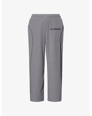 GODMADE Text-Print Piping Cotton Tracksuit Bottoms - Grey