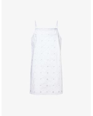 Posse Peggy Broderie Cotton Mini Dress - White