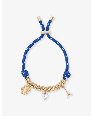 Maje Asymmetric Brass And Cord Charm Bracelet - Blue