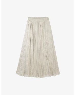 The White Company Crinkle Elasticated-Waist Stretch-Woven Midi Skirt - White