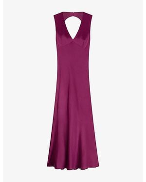 OMNES Nova Tie-Back Satin Maxi Dress - Purple