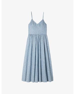 Sandro Striped Sequin-Embellished Lyocell Midi Dress - Blue
