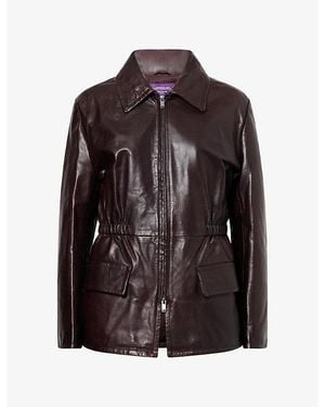Weekend by Maxmara Drawstring-Waist Leather Jacket - Brown