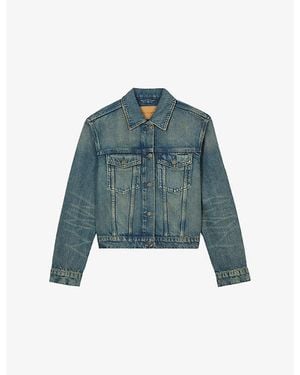 The Kooples Short Patch-Pocket Denim Jacket - Blue