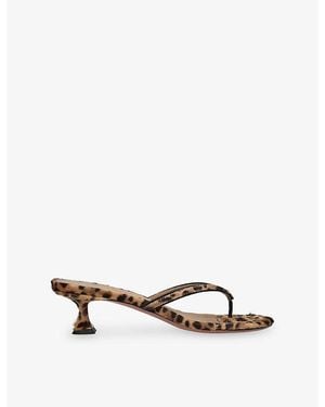 AMINA MUADDI Juliette Thong 45 Pony-Hair Heeled Sandals - Multicolor