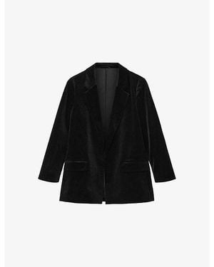 AllSaints Aleida Single-Breasted Velvet Blazer - Black