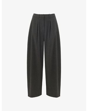 Whistles Barrel-Leg Mid-Rise Woven Trousers - Black
