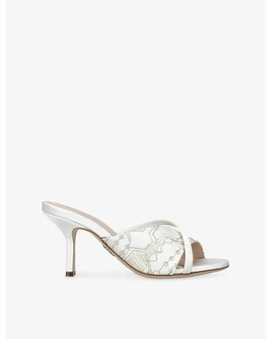 Rodo Mabella 80 Satin Heeled Mules - White