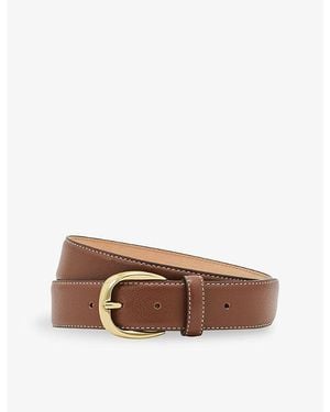Reiss Pierce Pebble Leather Belt - Brown