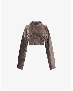 Rick Owens Hollywood Cropped Silk-Blend Jacket - Brown