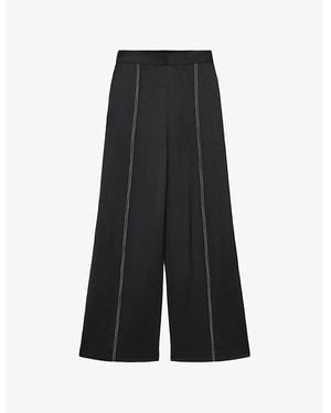 AllSaints Theah Wide-Leg Mid-Rise Woven Pants - Black