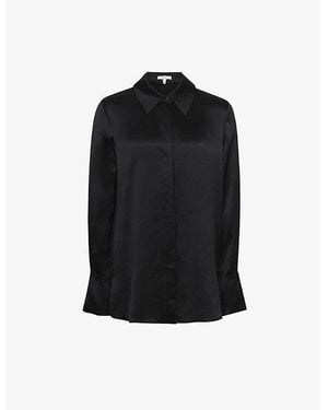 Reiss Hailey Point-Collar Silk Shirt - Black