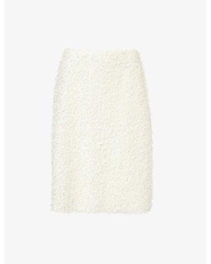 Vince Fringe Woven Midi Skirt - White