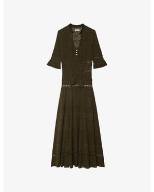 Zadig & Voltaire Memphis V-Neck Pointelle Cotton Maxi Dress - Green