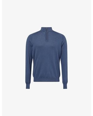 Sunspel Sun Sea Island Quarter-Zip Knitted Cashmere And Cotton Pullover - Blue