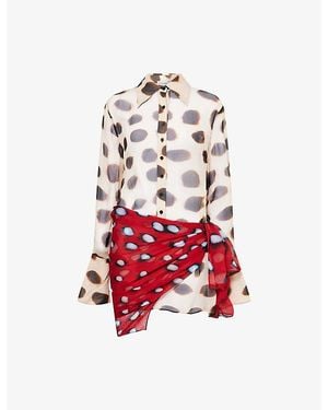 Rat & Boa Nilah Printed Sheer Shirt Dress - Red